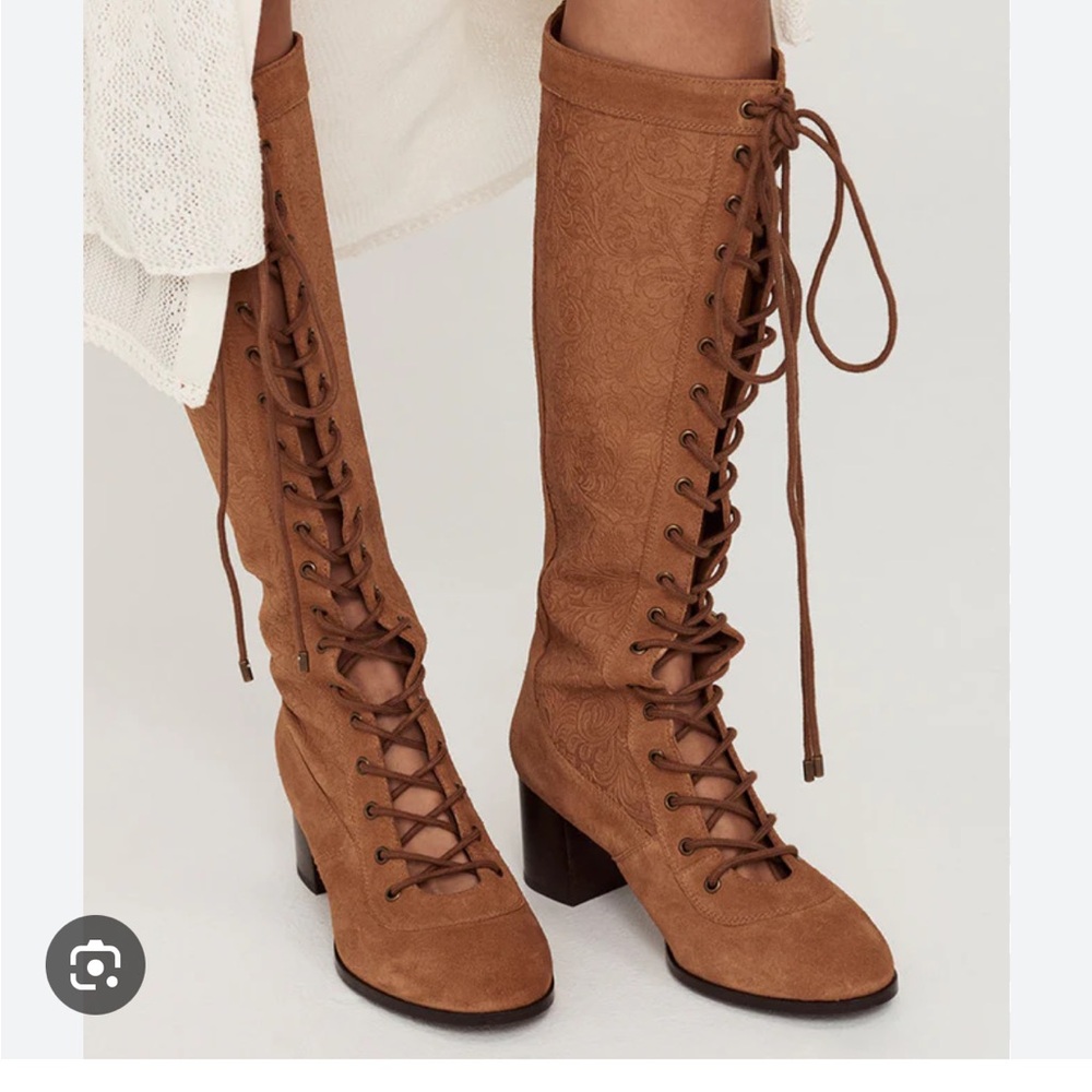 Spell Brown Lace-Up Boots with Stacked Heel